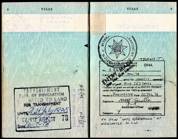 My visa issued at the Australian Consulate in Manchester on 16th July 1978.